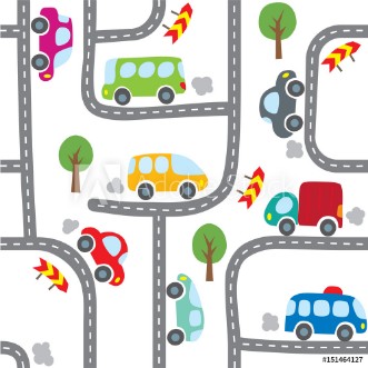 Picture of Cars on the road Seamless pattern